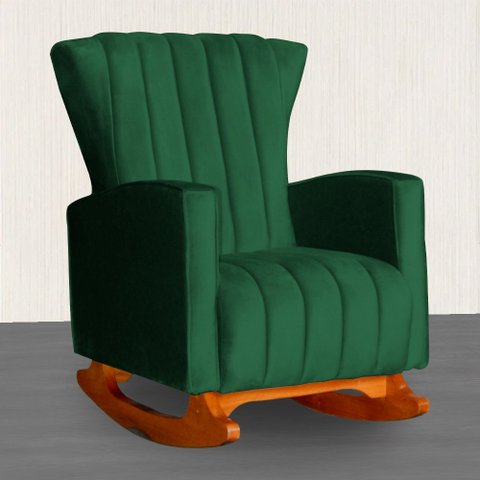 Poltrona Estofada de Balanço Melinda Veludo Verde - Lm Decor