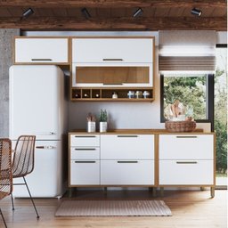 Cozinha Compacta 4 Peças com 5 Portas e Vidro Reflecta 200cm 100% Mdf Vicenza Espresso Móveis - 2