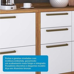 Cozinha Compacta 4 Peças com 5 Portas e Vidro Reflecta 200cm 100% Mdf Vicenza Espresso Móveis - 8