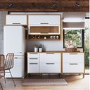 Ver imagem 1 de Cozinha Compacta Modulada 100% MDF 4 Peças 5 Portas e Vidro Reflecta 200cm Vicenza Espresso Móveis Branco/Amêndoa