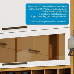 Cozinha Compacta 4 Peças com 5 Portas e Vidro Reflecta 200cm 100% Mdf Vicenza Espresso Móveis - 6