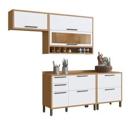 Cozinha Compacta 4 Peças com 5 Portas e Vidro Reflecta 200cm 100% Mdf Vicenza Espresso Móveis - 3