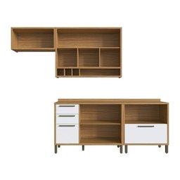 Cozinha Compacta 4 Peças com 5 Portas e Vidro Reflecta 200cm 100% Mdf Vicenza Espresso Móveis - 4
