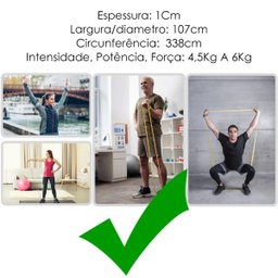 Super Band Elastico Funcional 4kg e 6kg Academia Cross Funcional Treino Pilates Yoga Musculaçao Fitn - 4