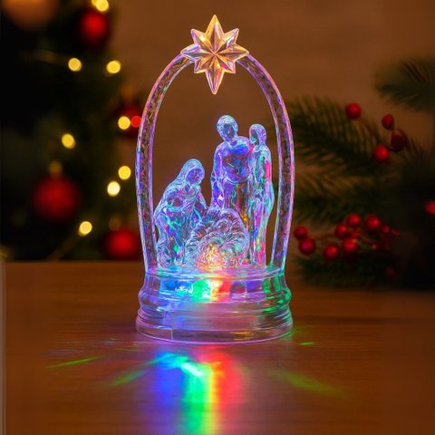 Presépio Acrílico Cristal Iluminado Led Colorido 12cm - Magizi