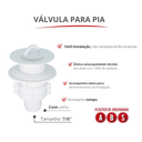 Ver imagem 2 de Válvula para Pia com Unho V1 Tamanho 7/8'' Cor Branco Durín