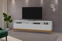 Ver imagem 1 de Rack SUP 1.80m Estilo Retrô Com Pés em Madeira Com Nichos Para Aparelhos e Objetos de Decoração 3 Po