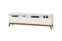 Ver imagem 2 de Rack SUP 1.80m Estilo Retrô Com Pés em Madeira Com Nichos Para Aparelhos e Objetos de Decoração 3 Po