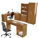 Ver imagem 2 de Conjunto 4 Peças 1 Mesa em L 1 Escrivaninha 2 Armários Espresso Móveis Freijó Marrom