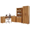 Ver imagem 2 de Kit 3 Peças 1 Mesa em L 2 Gavetas 3 Portas 2 Armários Espresso Móveis