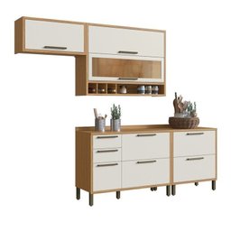 Cozinha Compacta 4 Peças com 5 Portas e Vidro Reflecta 200cm 100% Mdf Vicenza Espresso Móveis - 3