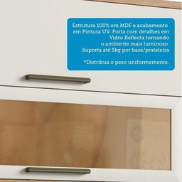 Cozinha Compacta 4 Peças com 5 Portas e Vidro Reflecta 200cm 100% Mdf Vicenza Espresso Móveis - 6