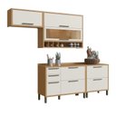 Ver imagem 3 de Cozinha Compacta Modulada 100% MDF 4 Peças 5 Portas e Vidro Reflecta 200cm Vicenza Espresso Móveis Bege/Amêndoa/Off White