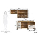 Ver imagem 5 de Cozinha Compacta Modulada 100% MDF 4 Peças 5 Portas e Vidro Reflecta 200cm Vicenza Espresso Móveis Bege/Amêndoa/Off White