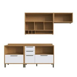 Cozinha Compacta 4 Peças com 5 Portas e Vidro Reflecta 200cm 100% MDF Vicenza Espresso Móveis - 4