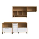 Ver imagem 4 de Cozinha Compacta Modulada 100% MDF 4 Peças 5 Portas 4 Gavetas e Vidro 200cm Vicenza Espresso Móveis Branco/Amêndoa