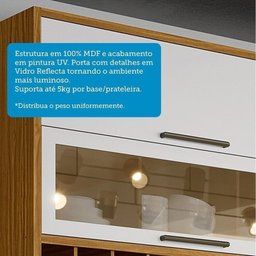 Cozinha Compacta 4 Peças com 5 Portas e Vidro Reflecta 200cm 100% MDF Vicenza Espresso Móveis - 6