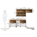 Ver imagem 5 de Cozinha Compacta Modulada 100% MDF 4 Peças 5 Portas 4 Gavetas e Vidro 200cm Vicenza Espresso Móveis Branco/Amêndoa
