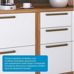 Cozinha Compacta 4 Peças com 5 Portas e Vidro Reflecta 200cm 100% MDF Vicenza Espresso Móveis - 8