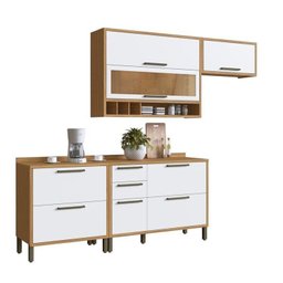 Cozinha Compacta 4 Peças com 5 Portas e Vidro Reflecta 200cm 100% MDF Vicenza Espresso Móveis - 3
