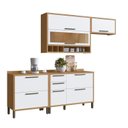 Ver imagem 3 de Cozinha Compacta Modulada 100% MDF 4 Peças 5 Portas 4 Gavetas e Vidro 200cm Vicenza Espresso Móveis Branco/Amêndoa