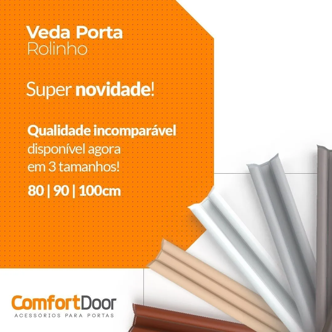 Veda Porta Rolinho Comfort Door Protetor Impermeável 80cm Preto - 8