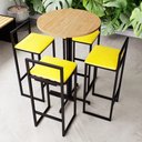 Ver imagem 1 de Conjunto Mesa Redonda Alta 4 Cadeiras Pequena Pinus Industrial Don Castro Decor Industrial