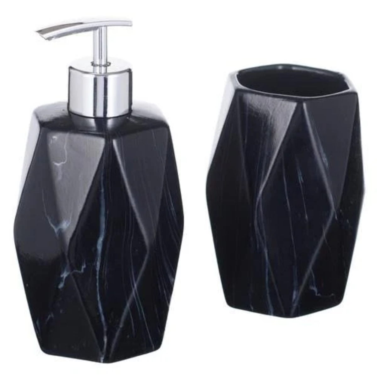 Kit Banheiro Lavabo Pia Decorado Moderno Organizador 2 Peças:Preto5390