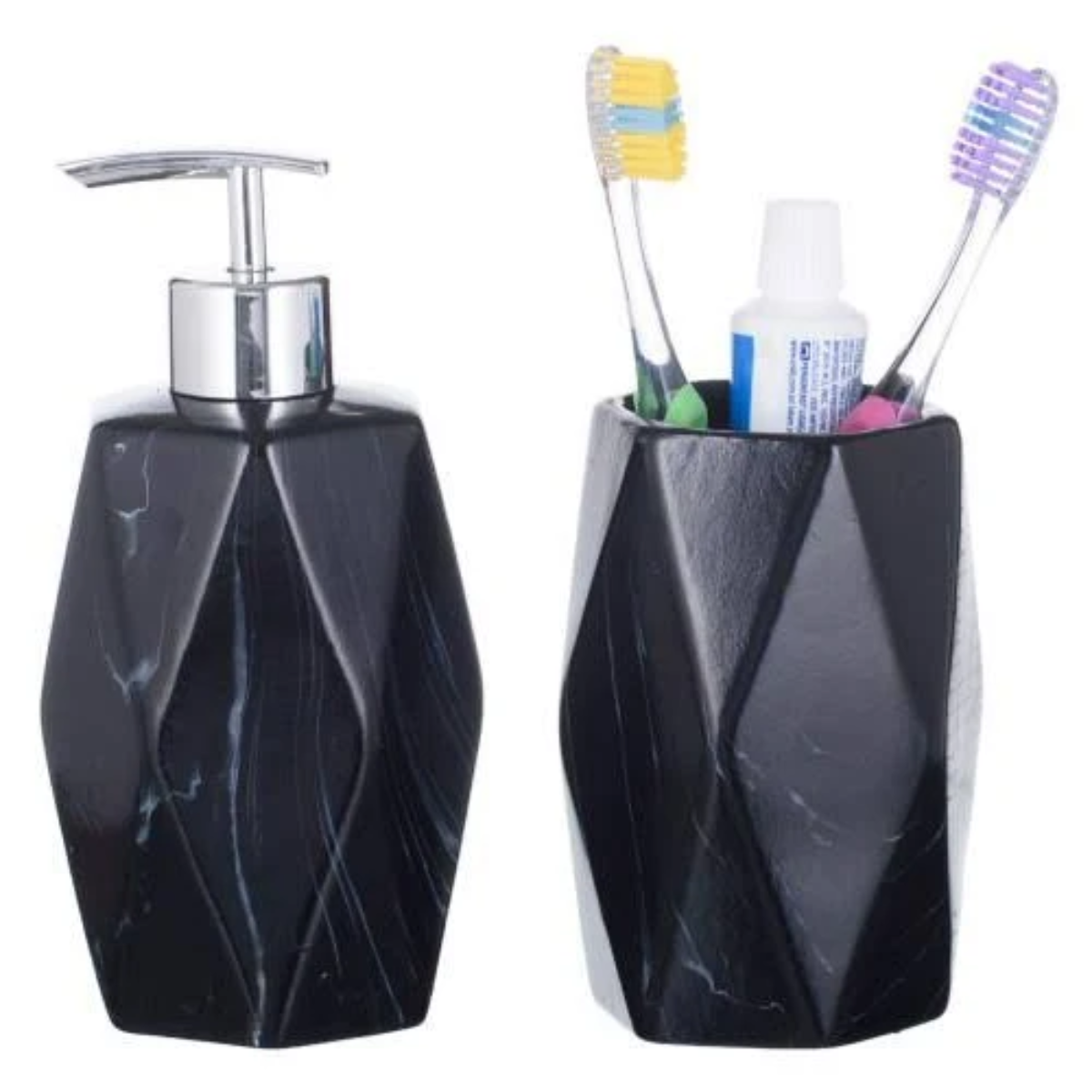 Kit Banheiro Lavabo Pia Decorado Moderno Organizador 2 Peças:Preto5390 - 2