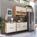 Ver imagem 1 de Cozinha Compacta Modulada 100% MDF 4 Peças 5 Portas 4 Gavetas e Vidro 200cm Vicenza Espresso Móveis Bege/Amêndoa/Off White