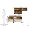 Ver imagem 5 de Cozinha Compacta Modulada 100% MDF 4 Peças 5 Portas 4 Gavetas e Vidro 200cm Vicenza Espresso Móveis Bege/Amêndoa/Off White