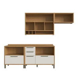 Cozinha Compacta 4 Peças com 5 Portas e Vidro Reflecta 200cm 100% MDF Vicenza Espresso Móveis - 3