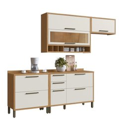 Cozinha Compacta 4 Peças com 5 Portas e Vidro Reflecta 200cm 100% MDF Vicenza Espresso Móveis - 4