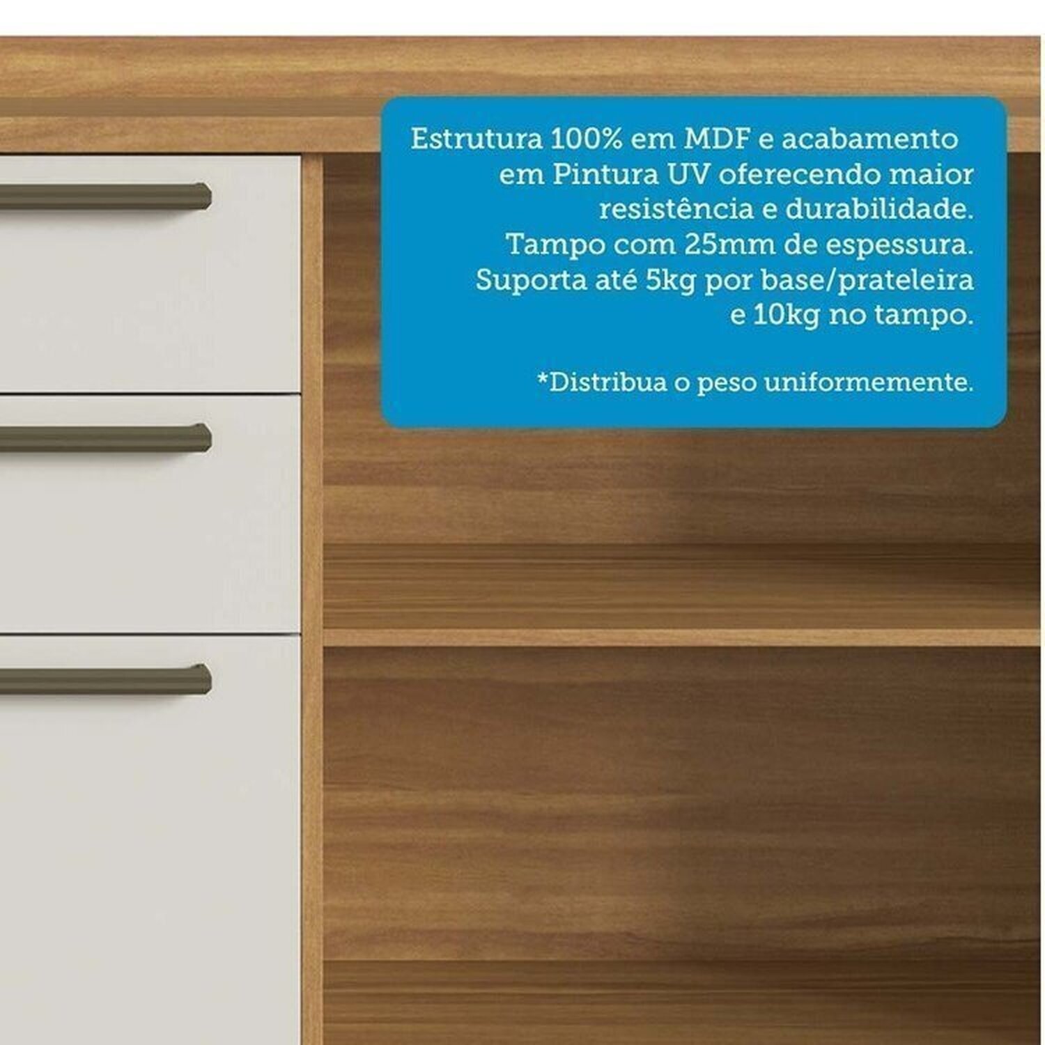 Cozinha Compacta 4 Peças com 5 Portas e Vidro Reflecta 200cm 100% MDF Vicenza Espresso Móveis - 8