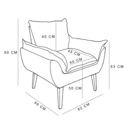 Poltrona Opala Decorativa Luxo Linho Cinza Dal Poz Estofados - 5
