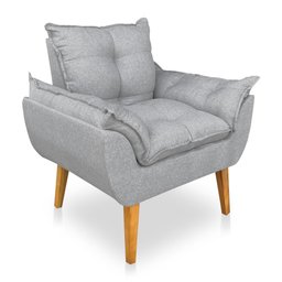 Poltrona Opala Decorativa Luxo Linho Cinza Dal Poz Estofados - 1
