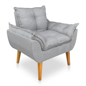 Poltrona Opala Decorativa Luxo Linho Cinza Dal Poz Estofados