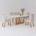 Ver imagem 2 de Sala de Jantar 196x90 Mdf/vidro 6 Cadeiras Mel Bom Pastor