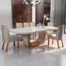 Sala de Jantar 196x90 MDF/Vidro 6 Cadeiras Mel Bom Pastor - 1