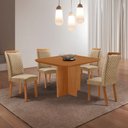 Ver imagem 1 de Mesa de Jantar Olimpia 90cm Tampo MDF Laminado Canto Copo com 4 Cadeiras Lorena