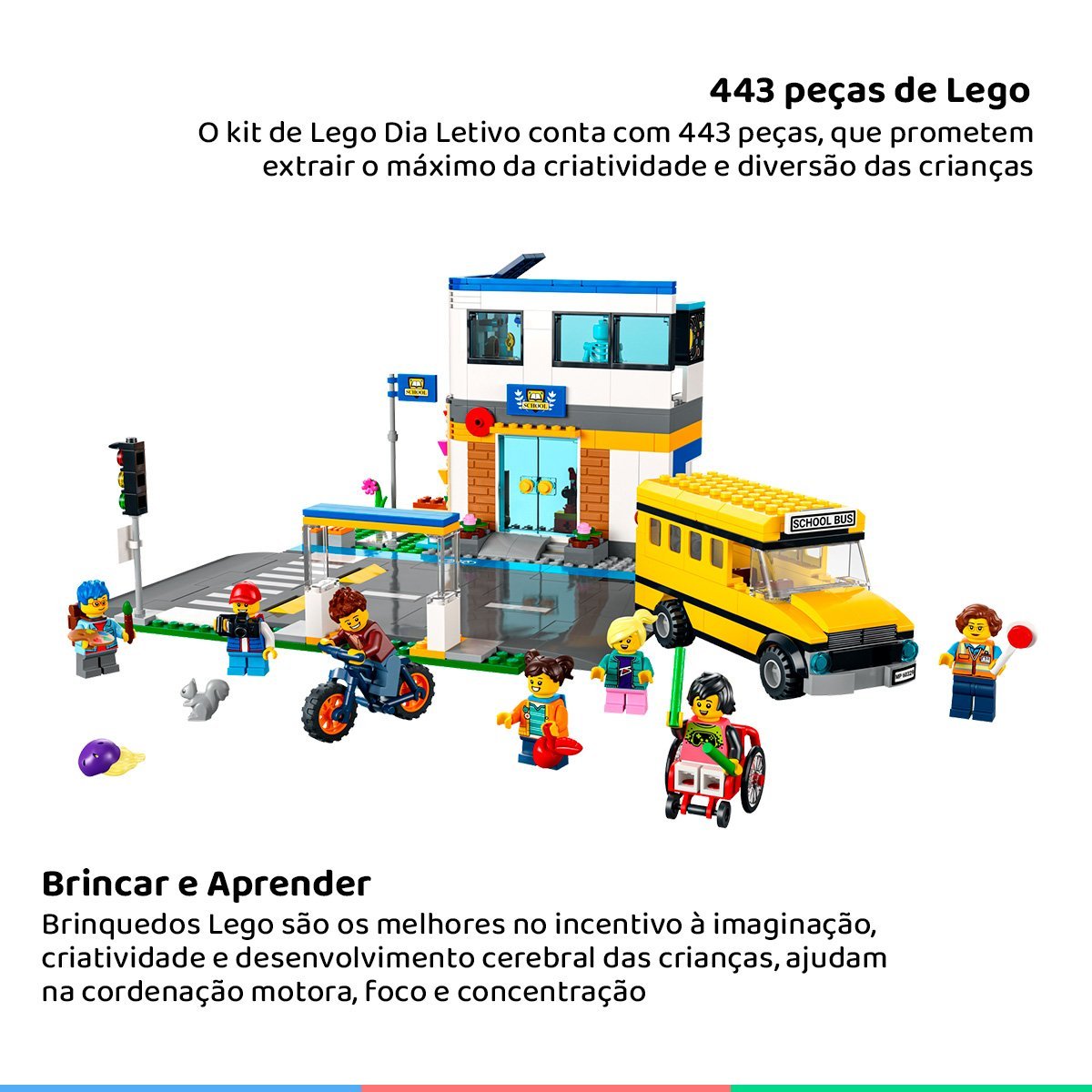 Brinquedo LEGO City Expansível de Montar Infantil Criança Dia Letivo Escolar 7 Bonequinhos +6 - 2