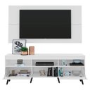 Ver imagem 4 de Rack Com Painel E Suporte Tv 65" Retrô Com Espelho Flórida Multimóveis V3142 Branco/Preto