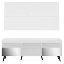 Ver imagem 3 de Rack Com Painel E Suporte Tv 65" Retrô Com Espelho Flórida Multimóveis V3142 Branco/Preto