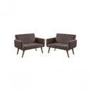Ver imagem 1 de Kit 2 Poltronas 2 Lugares Braço Anabelle Unidecor Marrom