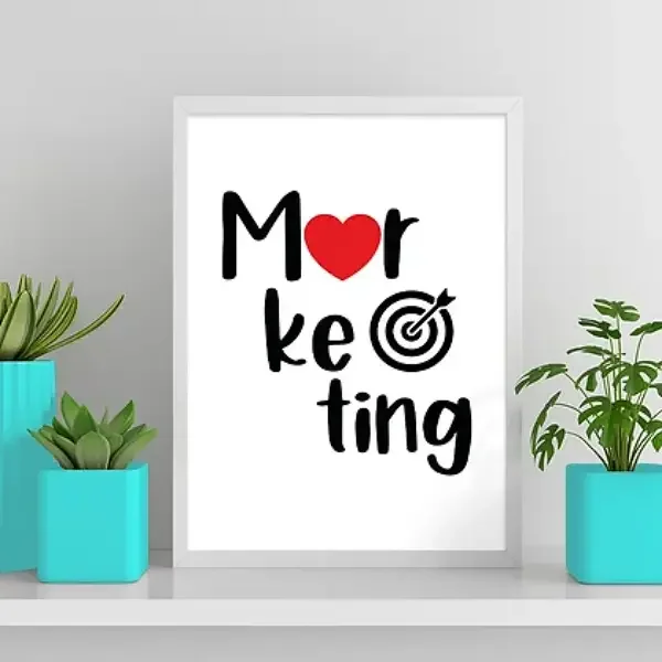 Quadro Profissão Marketing 45x34cm - com vidro:Madeira preta - 2