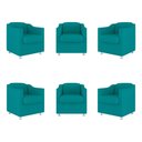 Ver imagem 1 de Kit 6 Cadeiras Poltronas Decorativas Espera Clinica Dentista Cor:azul Turquesa