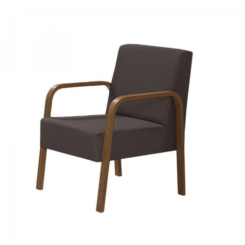 Poltrona 1 Lugar Braço Madeira D Salla Suede Marrom