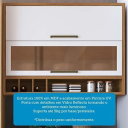 Cozinha Compacta 3 Peças com 6 Portas Vidro e Torre Quente 194cm 100% Mdf Vicenza Espresso Móveis - 6