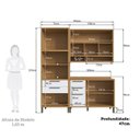 Ver imagem 5 de Cozinha Compacta Modulada 100% MDF 3 Peças 6 Portas 5 Gavetas e Vidro 194cm Vicenza Espresso Móveis Branco/Amêndoa