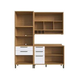 Cozinha Compacta 3 Peças com 6 Portas Vidro e Torre Quente 194cm 100% Mdf Vicenza Espresso Móveis - 4